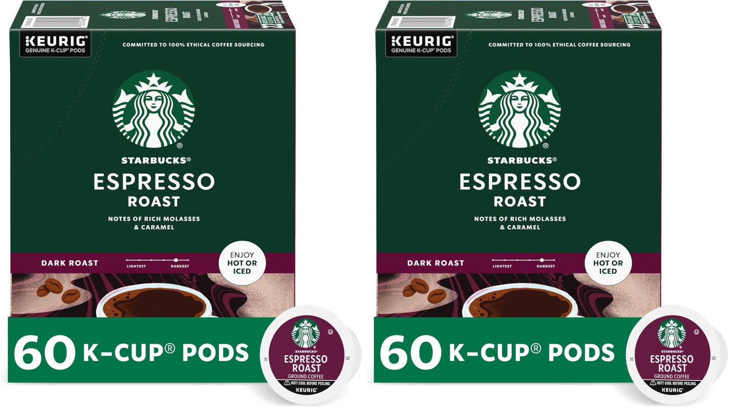 Starbucks K-Cup Coffee Pods, Dark Roast, Espresso Roast for Keurig Coffee-Makers, 100% Arabica, (120 Pods Total), 10 Count (Pack of 12)