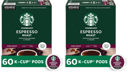 Starbucks K-Cup Coffee Pods, Dark Roast, Espresso Roast for Keurig Coffee-Makers, 100% Arabica, (120 Pods Total), 10 Count (Pack of 12)