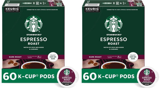 Starbucks K-Cup Coffee Pods, Dark Roast, Espresso Roast for Keurig Coffee-Makers, 100% Arabica, (120 Pods Total), 10 Count (Pack of 12)