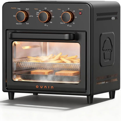 OUNIN Air Fryer & Toaster Oven - 12L Compact Design with Steam Infusion & 60-Minute Timer, Stainless Steel