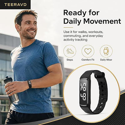 Dark Blue Vibrating Alarm Wristband - Silent Wake Wristwatch for Heavy Sleepers, Sleep Tracking & Step Counter
