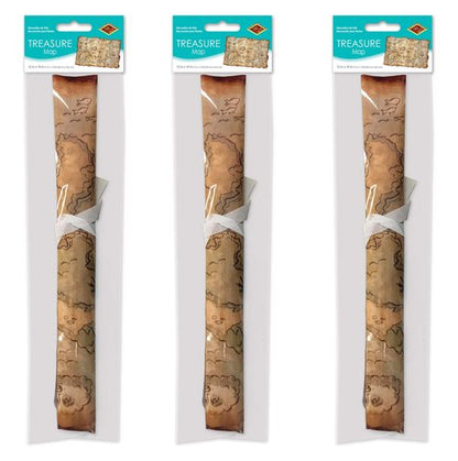 Beistle Plastic Pirate Treasure Map 3 Piece Party Accessories Game Favors Birthday Decorations