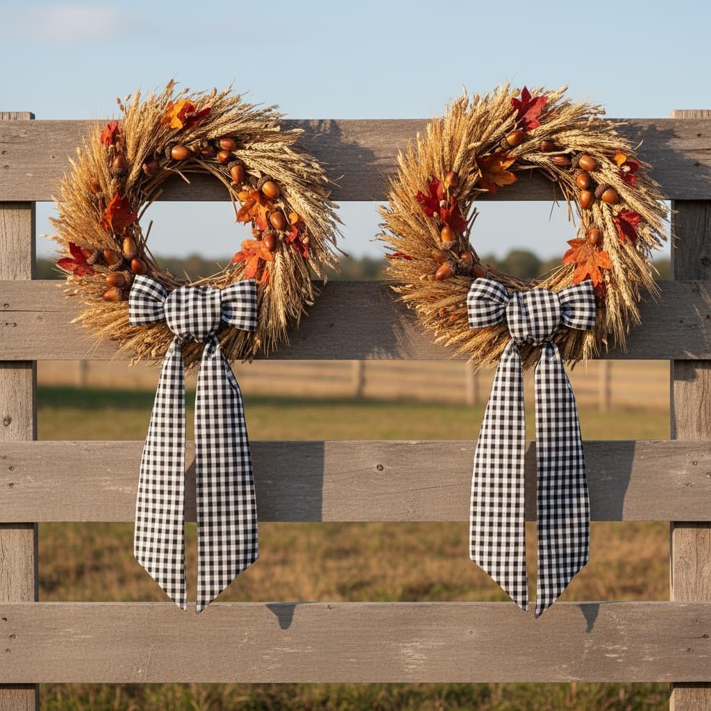 Regine Switzerland Wreath Sash - Elegant Black White Checkered Plaid Bow for Year-Round Home Decor (5.12" x 54.33")