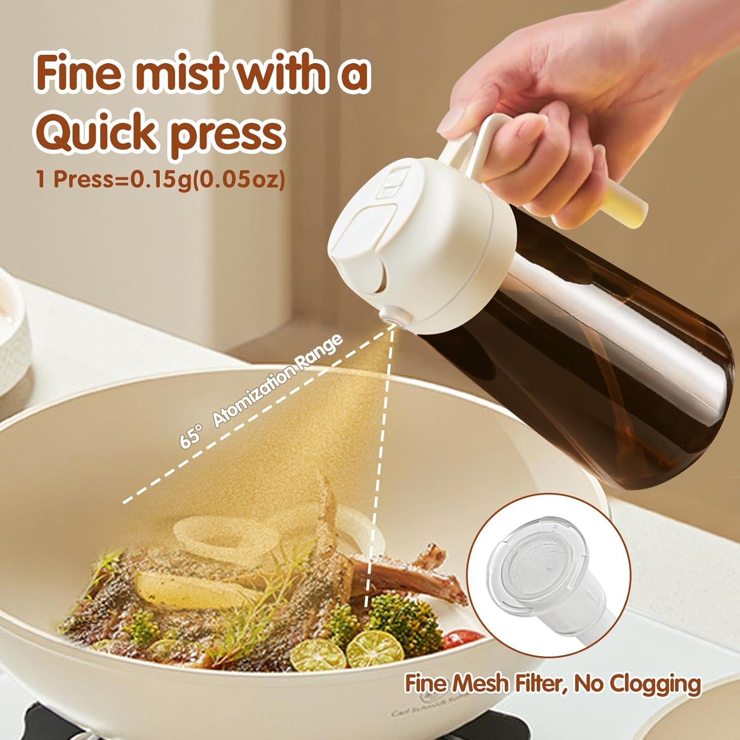 YARRAMATE 16oz Clear & Dark Brown Oil Sprayer - Versatile Kitchen Tool for Easy Cooking