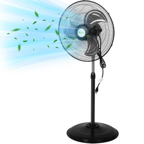hykolity 18" 3850 CFM High Velocity Pedestal Oscillating Fan, 3-Speed Heavy Duty Industrial Metal Standing Fan with Aluminum Blades for Garage, Warehouse, Commercial and Residential