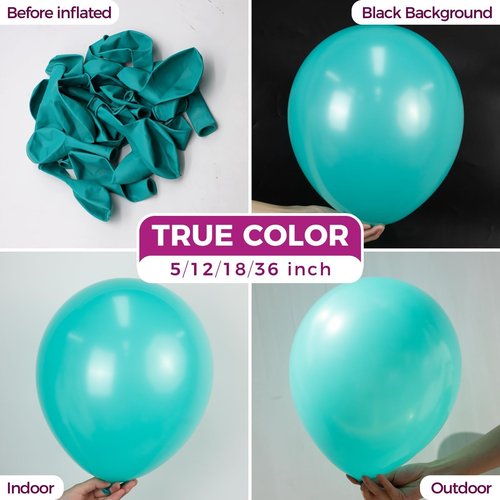 Bezente Teal Giant Balloons 36 Inch - 8 Pack Jumbo Teal Balloons Large Round Turquoise Latex Balloons for Wedding Bridal Shower Birthday Party Backdrop Decorations
