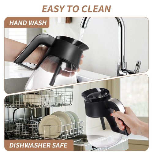 CP307 10 Cup Glass Carafe Replacement for Ninja Coffee Maker, Compatible with Ninja CM401 CP300 CP301 CFP101 CFN601, CFP301 Coffee Pot with Brew-Through Lid, Metal Handle