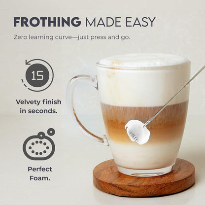 Zulay Kitchen Powerful Milk Frother AA Batteries Included – Ultra Fast Handheld Drink Mixer with Stainless Steel Whisk Stirrer for Coffee, Protein, Matcha & More, Frother Wand Electric Frothmate Red