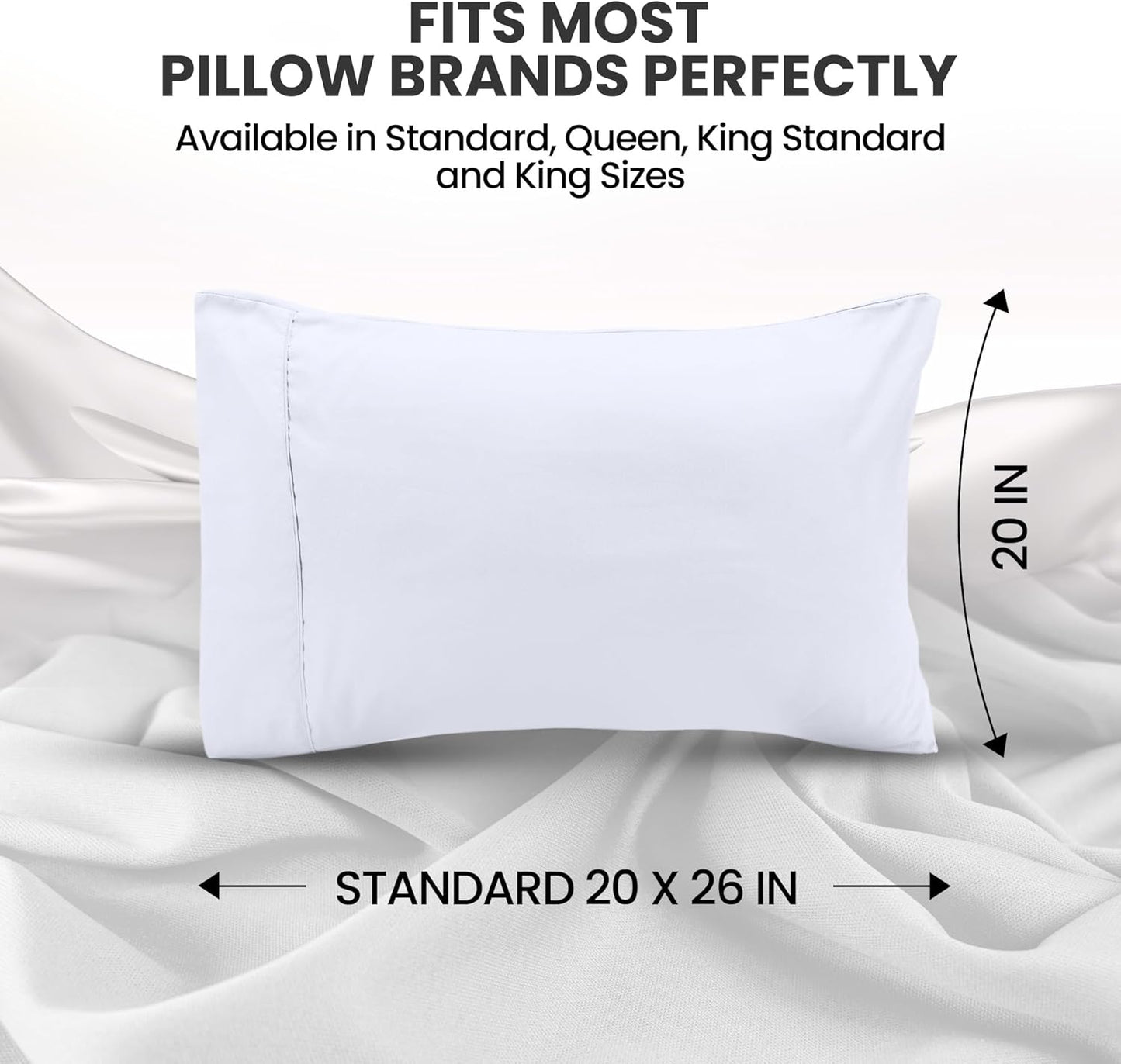 Utopia Bedding Standard Pillow Cases - Soft Brushed Microfiber - 2 Pack, 20 x 26 Inches | Fade Resistant, White