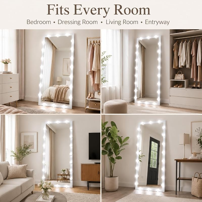 Full Length Mirror with Lights - 63 x 24 Inch, 3 Color Modes, Silver Variation