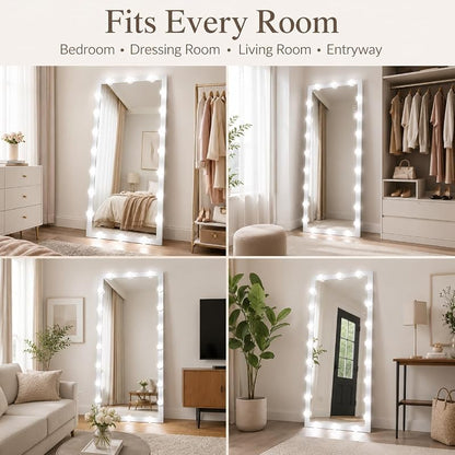 Full Length Mirror with Lights - 63 x 24 Inch, 3 Color Modes, Silver Variation