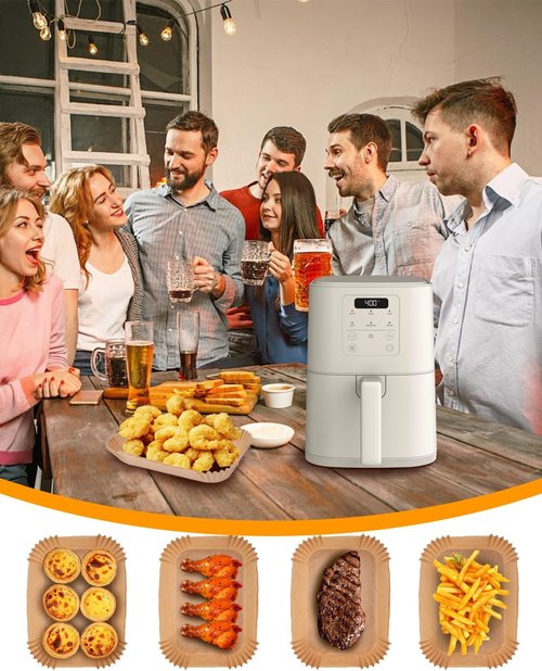 Bella Air Fryer Disposable Paper Liners - 130PC Food-Grade Non-Stick Parchment for Easy Cleanup | Rectangle Size