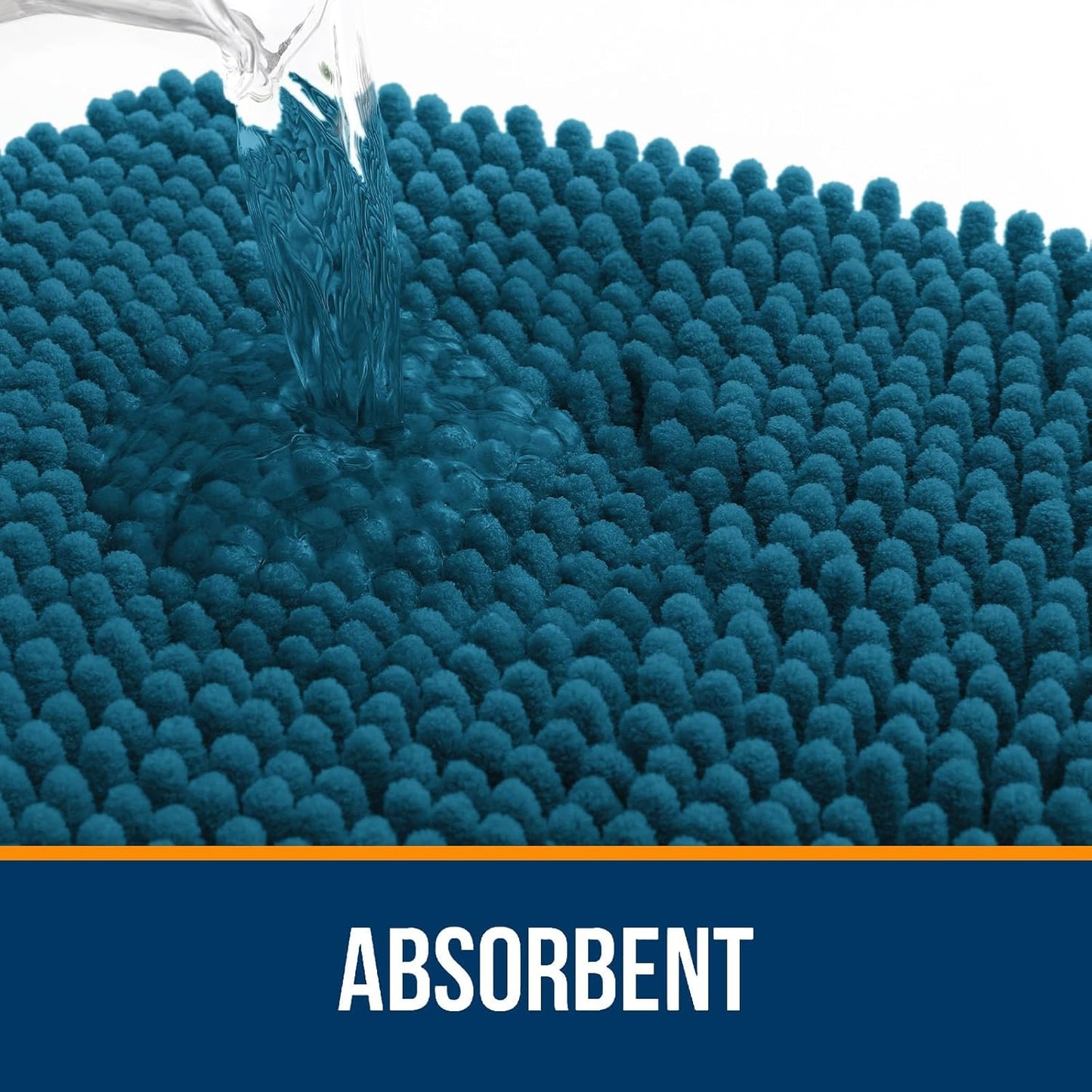 OLANLY Large Bathroom Rugs - Extra Soft Chenille Bath Mats | Quick-Dry, Machine Washable, Peacock Blue 40x32