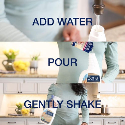 Bona Hardwood Floor Cleaner Concentrate - 1 fl oz - 4-Pack - Residue-Free Floor Cleaning Solution for Bona Spray Mop and Spray Bottle Refill - For Wood Floors