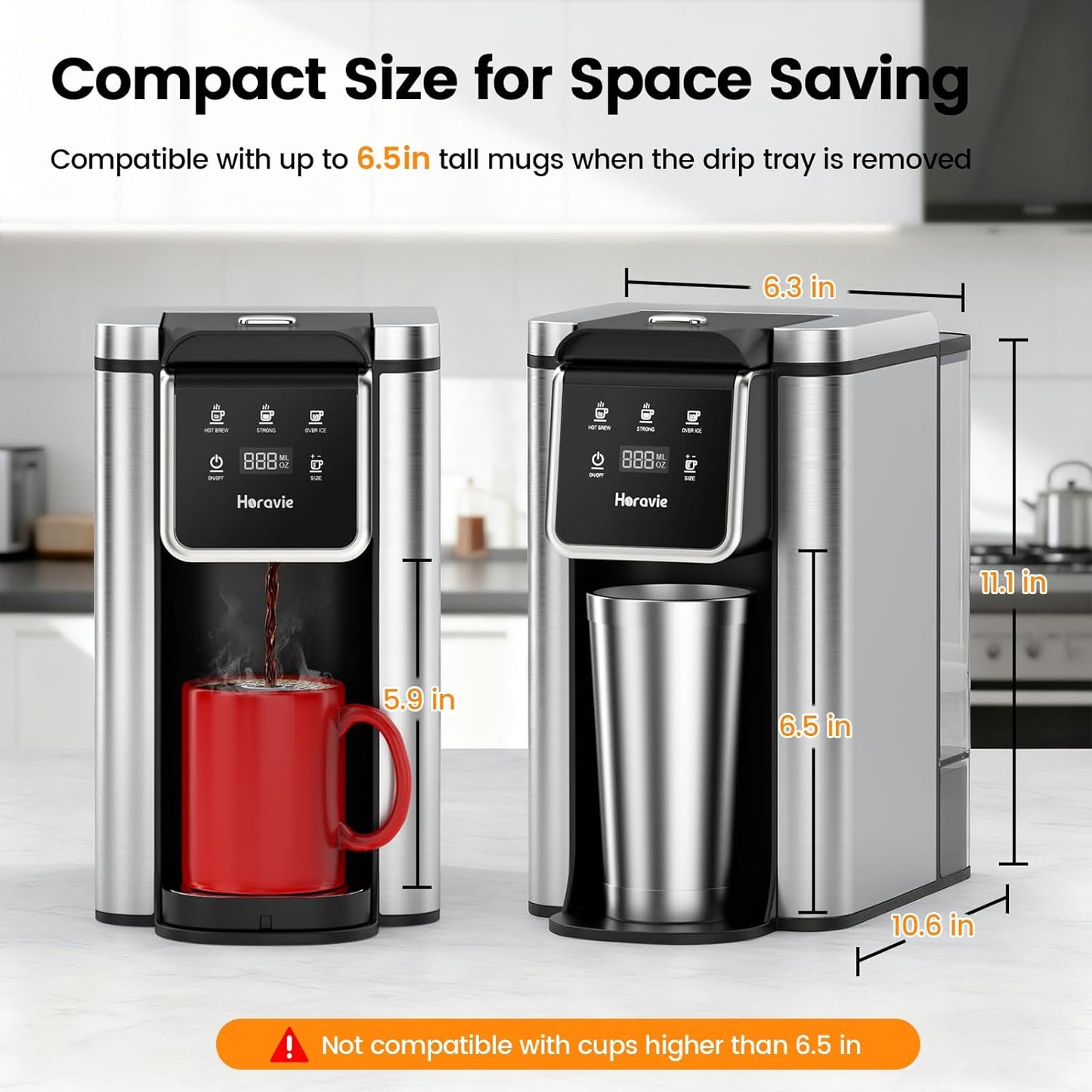 Single Serve Coffee Maker - K-Cup & Grounds, Hot/Iced Brew, 50oz Reservoir, Stainless Steel, Black