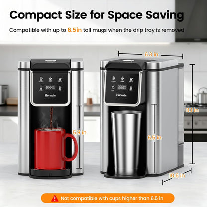 Single Serve Coffee Maker - K-Cup & Grounds, Hot/Iced Brew, 50oz Reservoir, Stainless Steel, Black