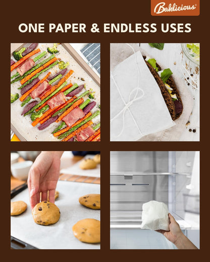 Baklicious Parchment Paper Sheets - 220 Pcs Non-Stick Baking Paper for Air Fryer & Oven | 12x16 In