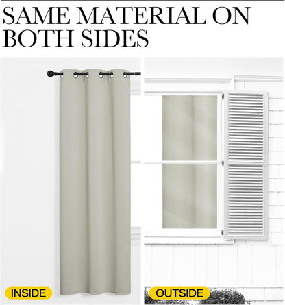 NICETOWN Thermal Insulated Grommet Curtains - Room Darkening Drapes for Bedroom | Bone White, 2 Panels (W42 x L63)