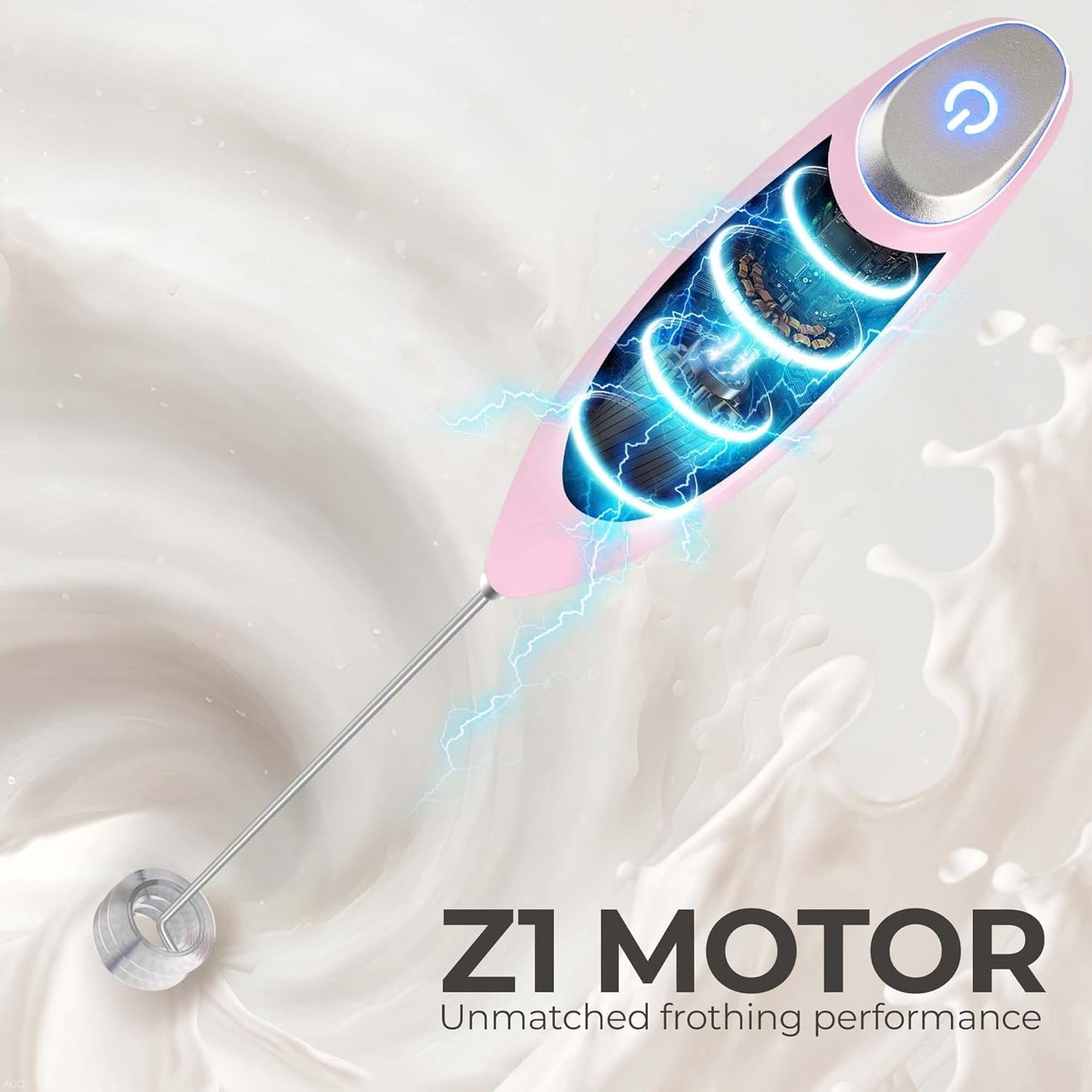 Zulay Kitchen Tornado Triple Whisk Milk Frother - Handheld Foam Maker for Coffee & Lattes | Includes 4 Duracell Batteries
