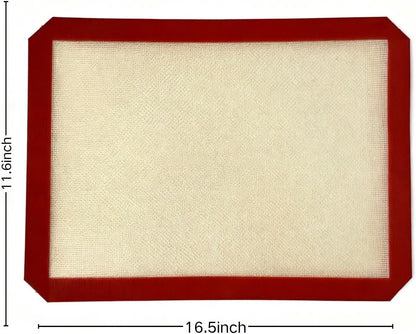 Silicone Baking Mat - 2 Pack Non-Stick Reusable Baking Mats for Oven | 16.5 x 11.6 Inches, Red