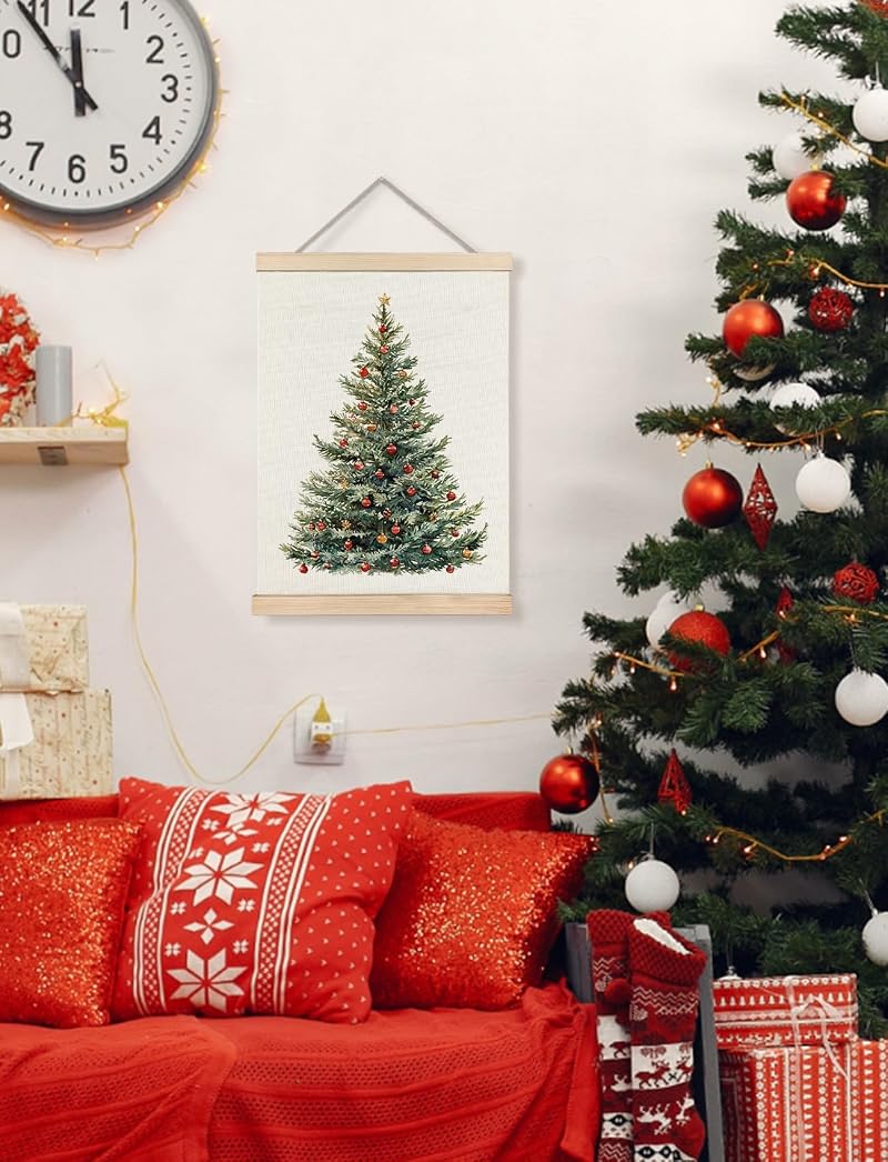 Foritho Color 03 Christmas Tree Wall Art Poster 12x16 Inch Framed Rustic Canvas