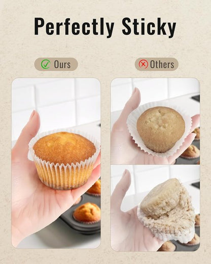 Bake Choice Cupcake Liners - 200pcs Standard White, Greaseproof & Non-Stick Muffin Wrappers for Parties