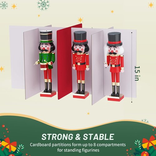 EverMerry Nutcracker Storage Box - Large Organizer for 8 Holiday Figurines | Red, 15 Inches