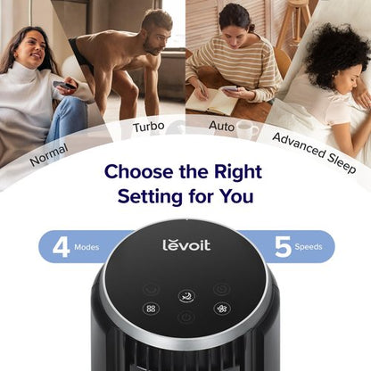 LEVOIT Classic 36 inch Tower Fan for Bedroom, 25ft/s Airflow Standing Fan that Blows Cold Air for Home, 90° Oscillation, Quiet 28dB, Remote, 12H Timer, 5 Speeds, 4 Modes with Smart Sensor, Black