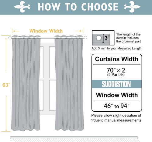 ChrisDowa Blackout Curtains - Extra Wide Thermal Insulated Room Darkening Panels, Dark Grey, 70 x 63 Inch