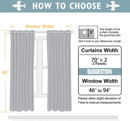 ChrisDowa Blackout Curtains - Thermal Insulated Room Darkening Panels, 70 x 63 Inch, Greyish White
