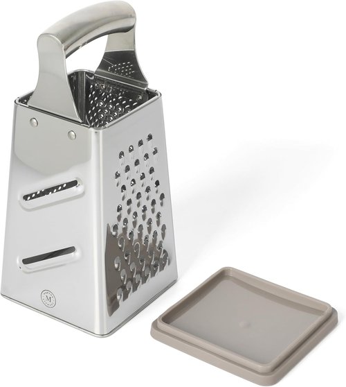 Martha Stewart Sprucedale 9.5-Inch Stainless Steel Box Grater - Versatile 4-Sided Kitchen Tool for Cheese & Food Prep