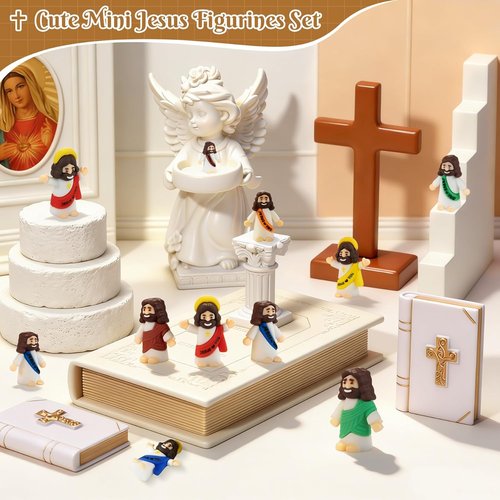 Little Jesus Figures - 30 Pack Mini Jesus Loves You Figurines for Religious Giveaways & Easter Egg Stuffers