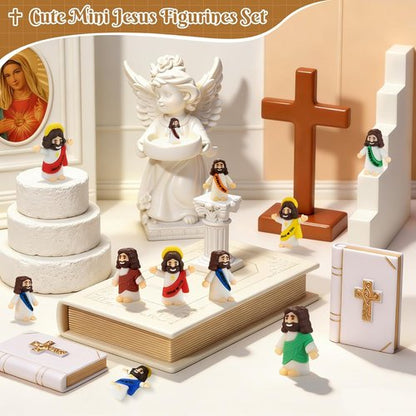 Little Jesus Figures - 30 Pack Mini Jesus Loves You Figurines for Religious Giveaways & Easter Egg Stuffers