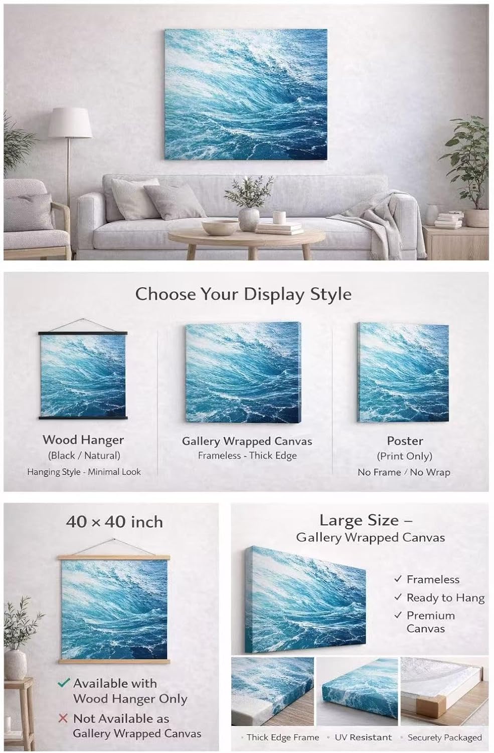 ZXDZSM Custom Canvas Prints - Personalized Photo Wall Art | Unframed 20” x 30” Size