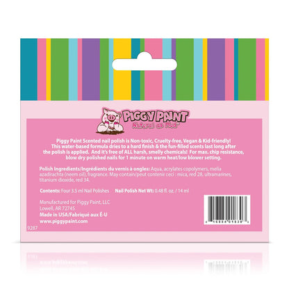 PIGGY PAINT Non-Toxic Girls Nail Polish Set - Safe, Chemical-Free & Scented | 4 Color Collection