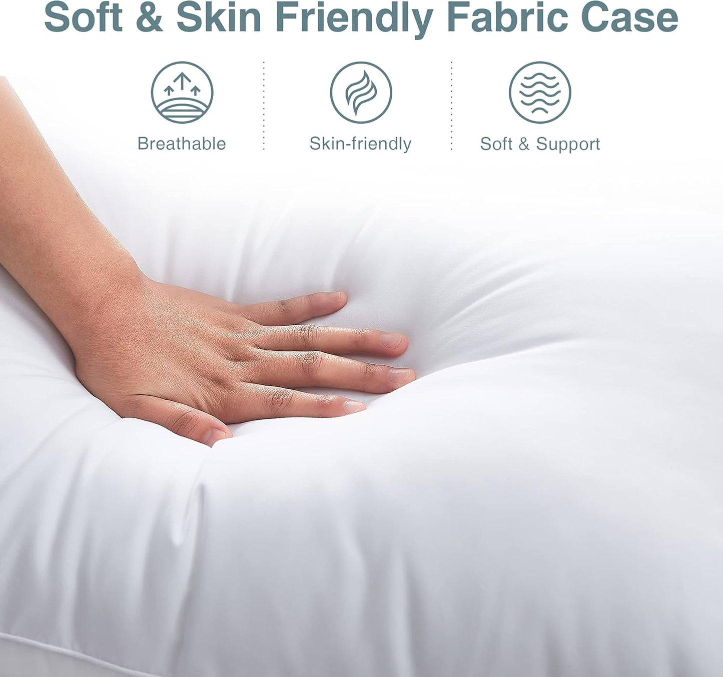Acanva Bed Pillows for Sleeping - Soft Microfiber Fill, Skin-Friendly Cover | King Size, 2 Pack, White