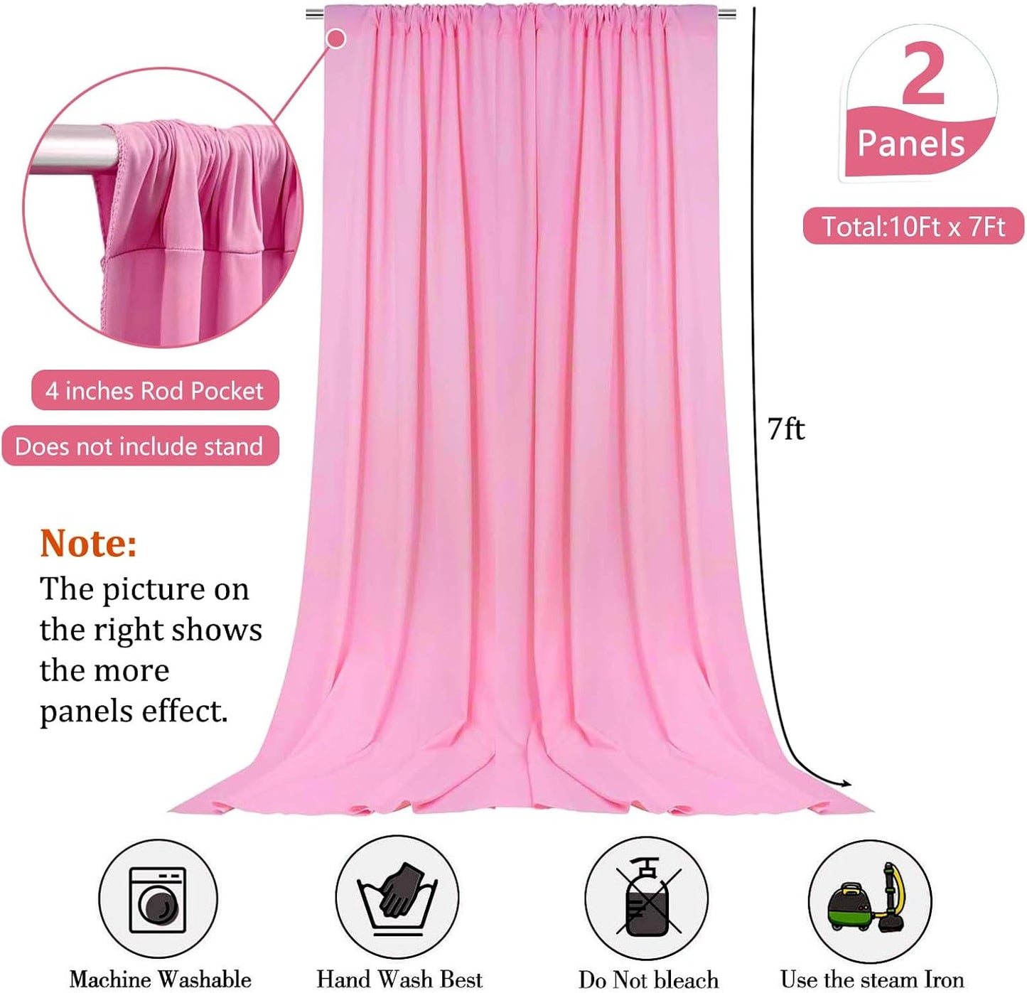Skiennix 10 x 7 Feet Pink Backdrop Curtain - Versatile Photo Background for Parties & Events