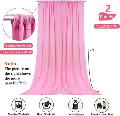 Skiennix 10 x 7 Feet Pink Backdrop Curtain - Versatile Photo Background for Parties & Events