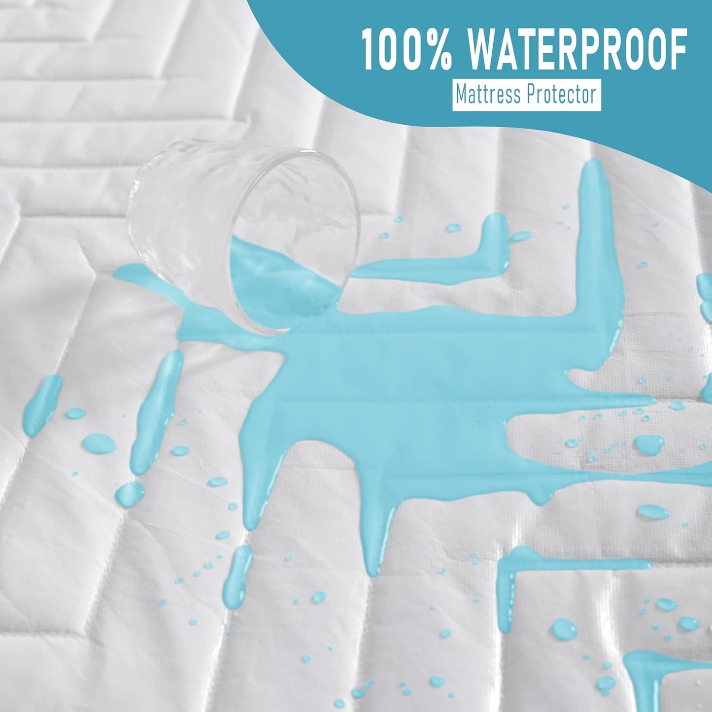 NTBAY Waterproof Mattress Protector - Quilted Twin Fitted Cover with 15" Deep Pocket | Soft, Breathable, Machine Washable - Navy Blue