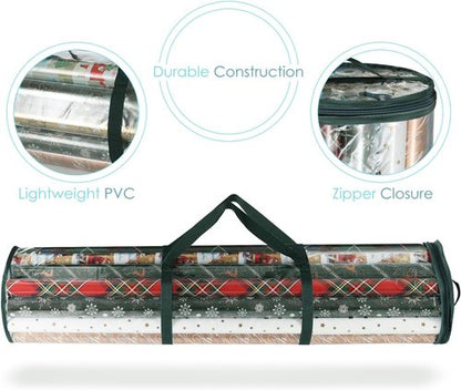 Hearth & Harbor Wrapping Paper Storage Container - Tear-Proof Organizer Holds Up to 14 Rolls | Clear Design