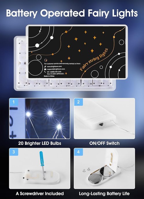 Brightown Fairy Lights - 24 Pack Battery Operated 7Ft Mini String Lights | Waterproof Silver Wire for Bedroom, Patio, Wedding, Christmas Decor (Pure White)