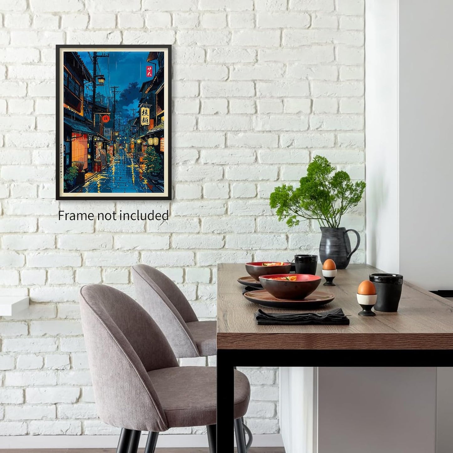 Podafu Wall Art Poster | Japanese Tokyo Tea House Design - 12x16in Unframed Canvas Print for Bedroom Decor