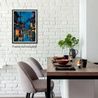 Podafu Wall Art Poster | Japanese Tokyo Tea House Design - 12x16in Unframed Canvas Print for Bedroom Decor