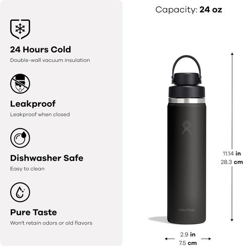 Hydro Flask Water Bottle - Insulated Stainless Steel with Wide Mouth Flex Chug Lid | 24 Oz Harbor Blue