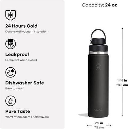 Hydro Flask Water Bottle - Insulated Stainless Steel with Wide Mouth Flex Chug Lid | 24 Oz Shale Gray