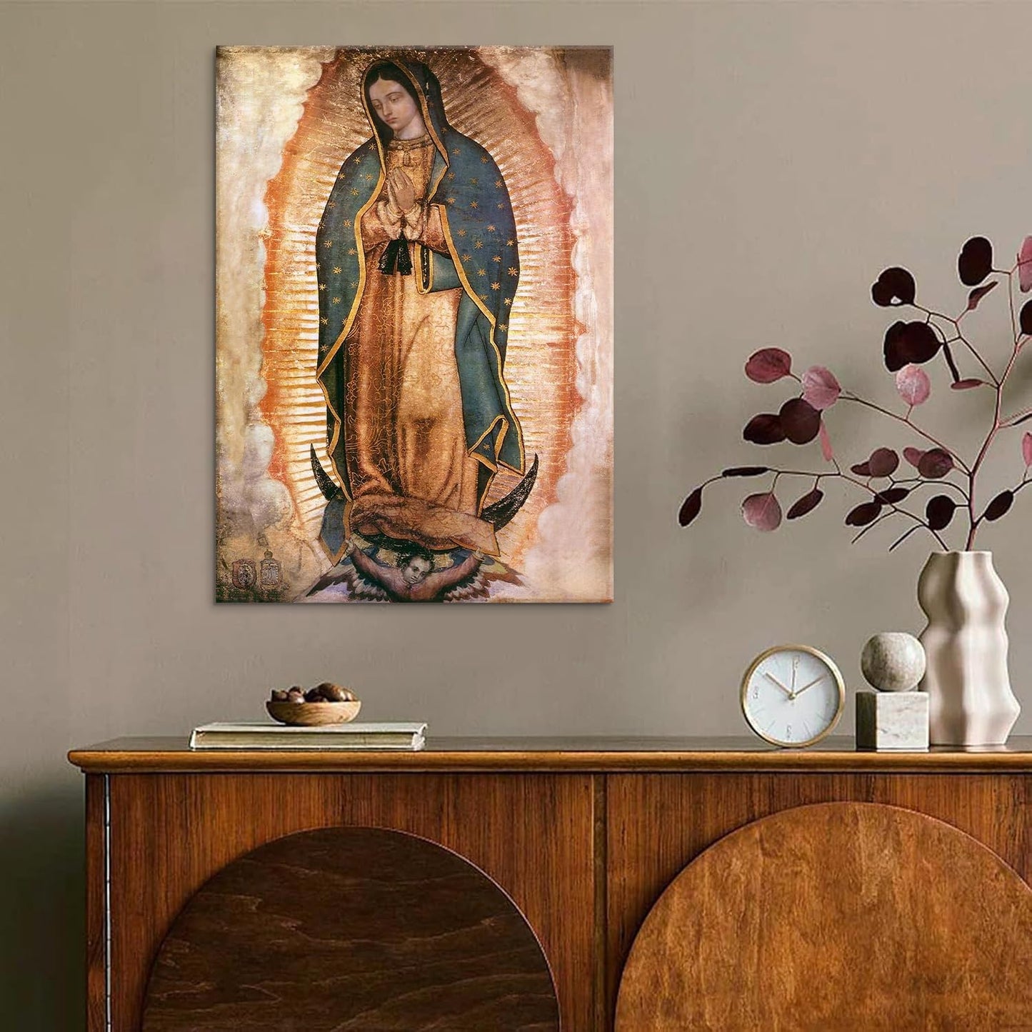 Mexico Our Lady of Guadalupe Wall Art - Framed Catholic Portrait Print | 8x10 Canvas Decor