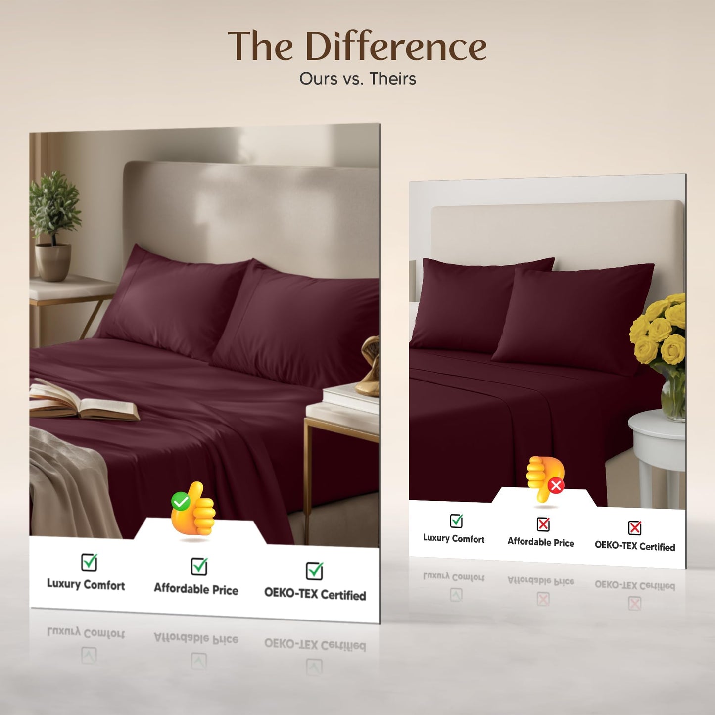 Utopia Bedding California King Size Sheet Set – 4 Piece Bed Sheets, Soft and Breathable Microfiber, Includes 1 Fitted Sheet, 1 Flat Sheet and 2 Pillowcases – Oeko Tex (Burgundy)
