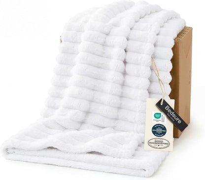 Bedsure GentleSoft Twin XL Blanket - Cozy White Fleece Throw for Women | Perfect Birthday Gift, 66x90 Inches
