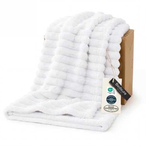 Bedsure GentleSoft White Twin XL Blanket for Bed - Cozy Soft Blankets for Women, Cute Small Fleece Throws for Girls, Birthday Gifts for Women Decor Gifts for Mom, Bright White, 66x90 Inches