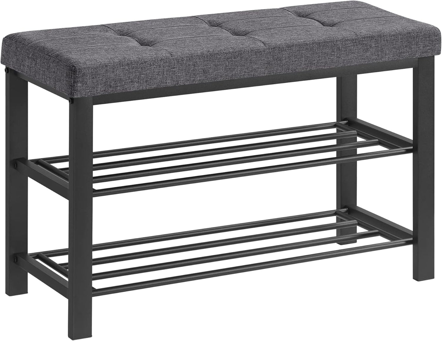 SONGMICS Shoe Bench - Modern Storage Solution with Cushion | Space-Saving Entryway Seat in Dark Gray and Ink Black